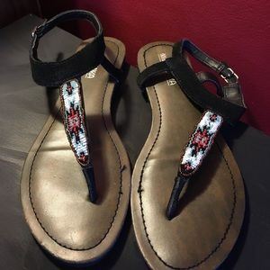 Minnetonka suede beaded sandals